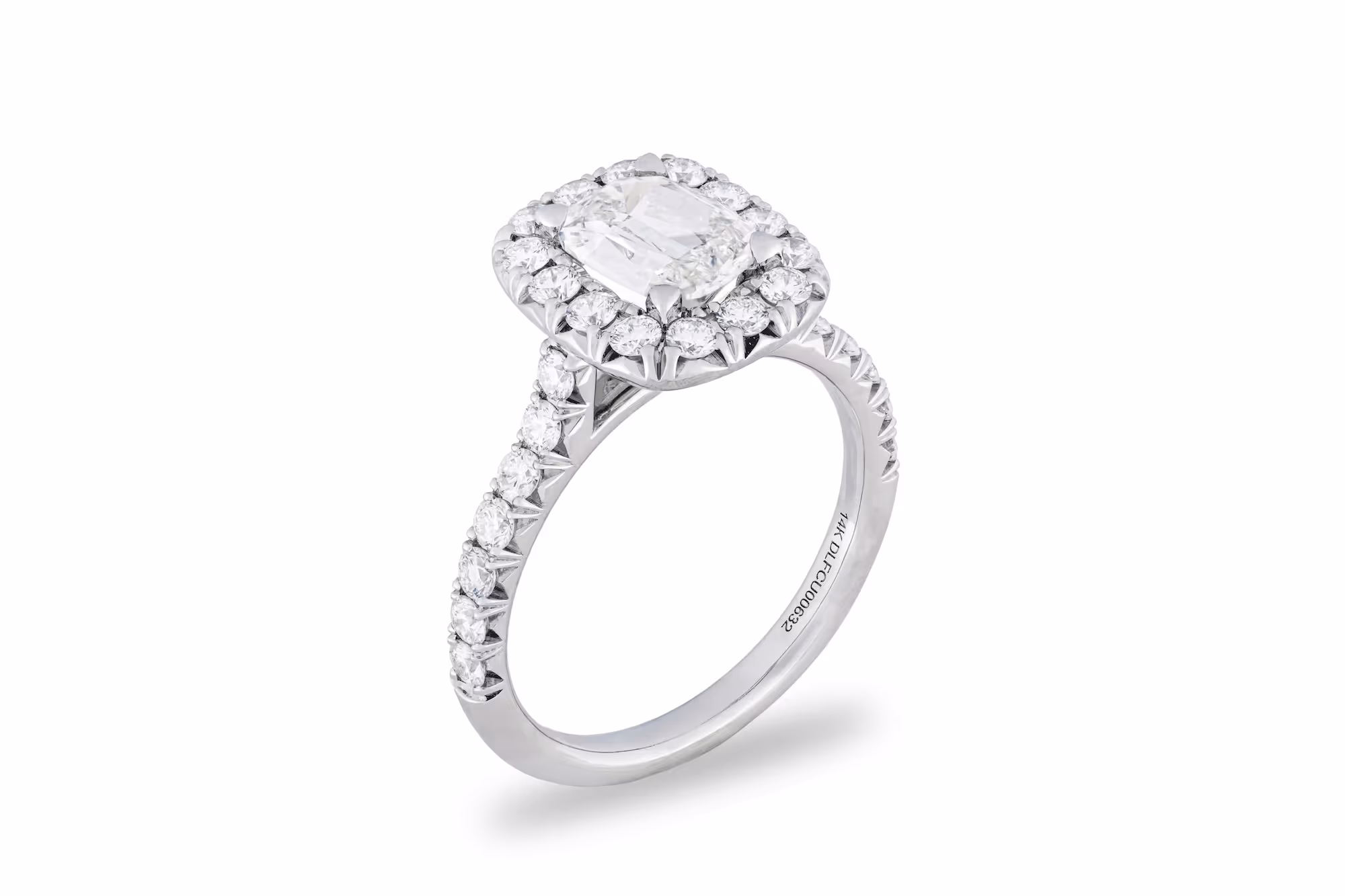 engagement ring on white